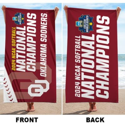 Oklahoma Sooners Womens Softball Rectangle Beach Towel WBT1078 1